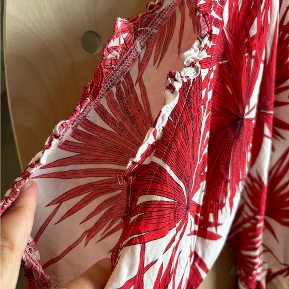 Anthropologie Red Palm Leaf Romper By Bishop + Young Large - Picture 4 of 8
